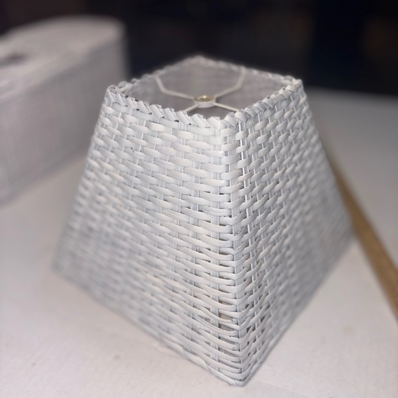 vintage Other - White Woven Wicker Basket Lampshade vintage square